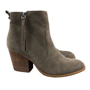 CROWN VINTAGE Women's 8M Lane Taupe Suede Ankle Bootie Zip Stacked High Heel